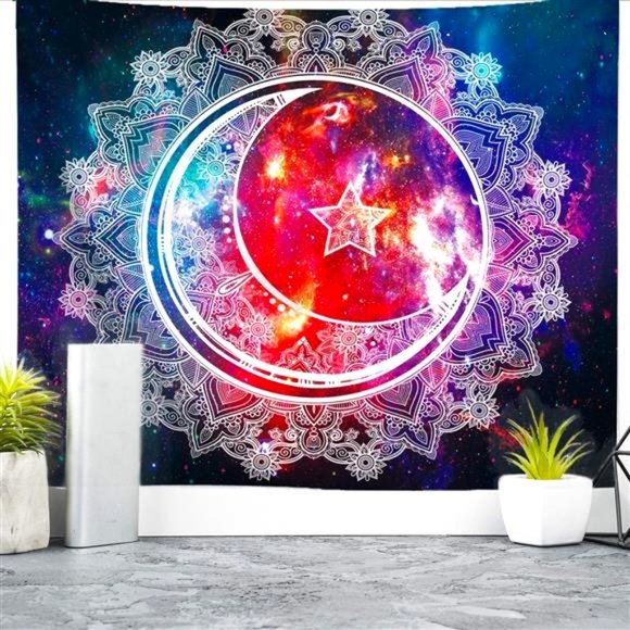 Wall tapestry Trippy Mandala Tapestry, Sun and Moon